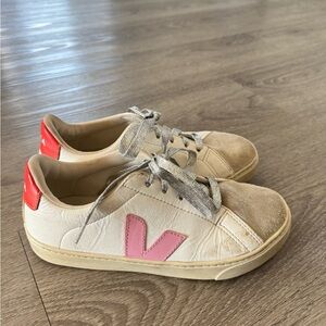Girls pink and orange veja sneakers size 4